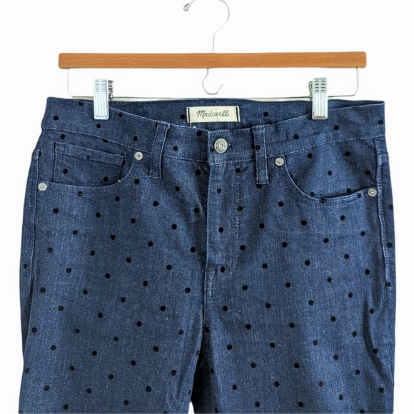 MADEWELL 9" High-Rise Skinny Jeans Flocked Dots Edition Size 29 - Picture 8 of 16